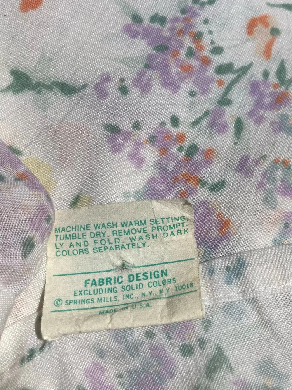 Vintage Morgan Jones Double Flat Sheet in a beautiful pastoral floral pattern